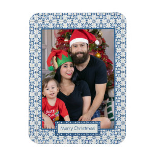 Kerst hulst en bloemblaadjes tegels lijst magneet