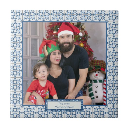 Kerst hulst en bloemblaadjes tegels lijst tegeltje (Voorkant)