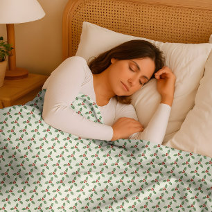 Kerst Hulst Patroon Groen Hulst Rode Bessen Fleece Deken