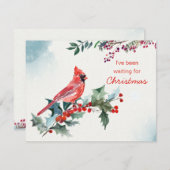 Kerst hulst, rode kardinaal, Flat Holiday Kaart (Voorkant / Achterkant)