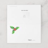 Kerst hulst zitplaats kaart (Buitenkant ongevouwen)