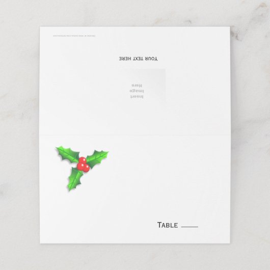 Kerst hulst zitplaats kaart (Buitenkant ongevouwen)