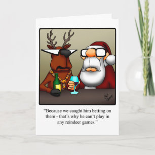 Kerst Humor "rendieren spelletjes" Wenskaart Feestdagen Kaart