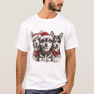 Kerst Husky Honden T-shirt