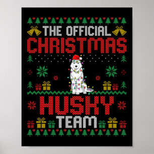 Kerst Husky Team - Husky Dragen Santa Hoed Xma Poster