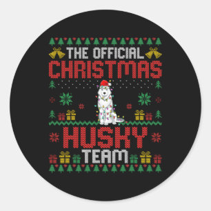 Kerst Husky Team - Husky Dragen Santa Hoed Xma Ronde Sticker