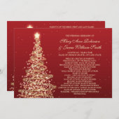 Kerst Huwelijksprogramma Rood Goud Kaart (Voorkant / Achterkant)