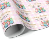 Kerst Iced Cookies Pink Gingham Aangepaste naam Cadeaupapier (Rol Hoek)