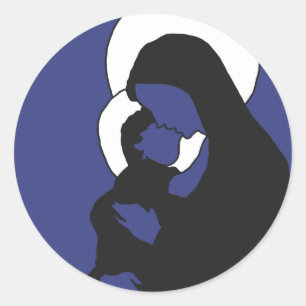 Kerst Iconen Sticker - Maria en Baby Jesus