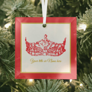 Kerst Iconische Amerikaanse Pageant Crown Glas Ornament