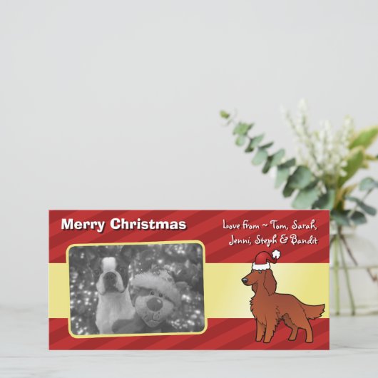 Kerst Iers / Engels / Gordon / R&W Setter Feestdagenkaart (Staand voorkant)