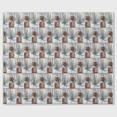 Kerst Ierse Setter met Sneeuwman Cadeaupapier (Vlak)