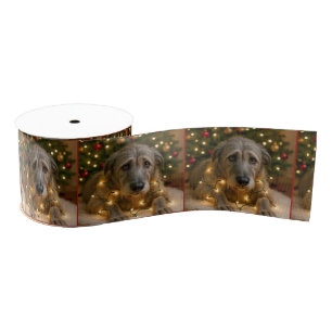 Kerst Ierse Wolfshond in lichten verstrikt Grosgrain Lint
