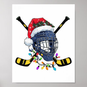Kerst ijs hockey helm Sint Kerstmis Poster