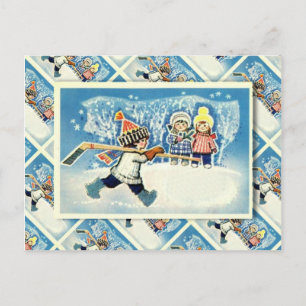 kerst, ijshockeyspeler feestdagenkaart