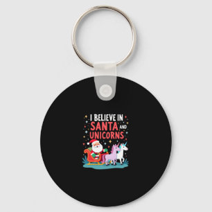 Kerst Ik geloof in de Kerstman en eenhoorns Grappi Sleutelhanger