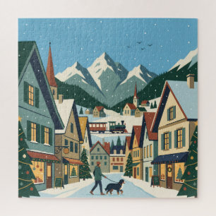 Kerst in Alpen Bergdorp Legpuzzel