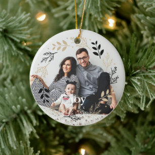 Kerst in Black en Gold Wreath Keramisch Ornament