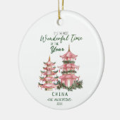Kerst in China op maat Keramisch Ornament (Links)