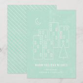 Kerst in de stad kerstkaart - Mint (Voorkant / Achterkant)