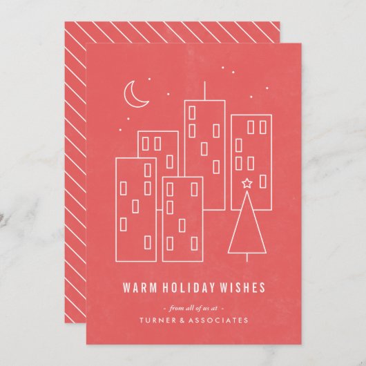 Kerst in de stad kerstkaart - Rood (Voorkant / Achterkant)