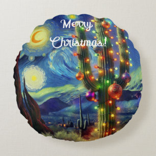 Kerst in de woestijn Saguaro Cactus Magnet Rond Kussen