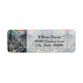 Kerst in een bergdorp, poollicht etiket (Voorkant)