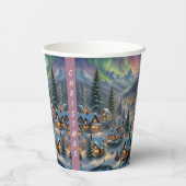 Kerst in een bergdorp, poollicht papieren bekers (Achterkant)