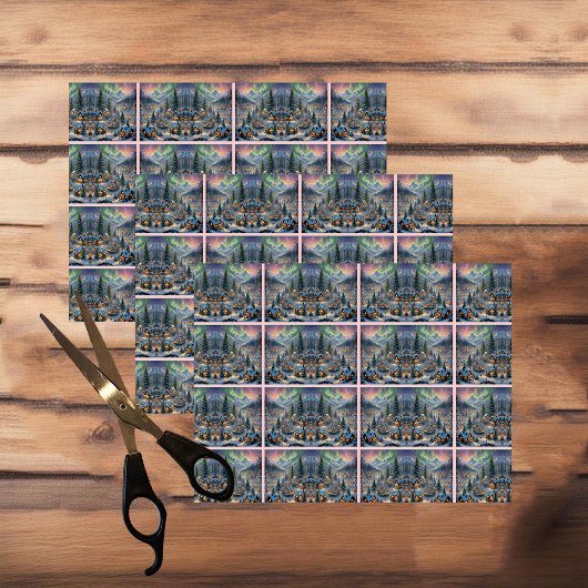 Kerst in een bergdorp, poollicht tissuepapier