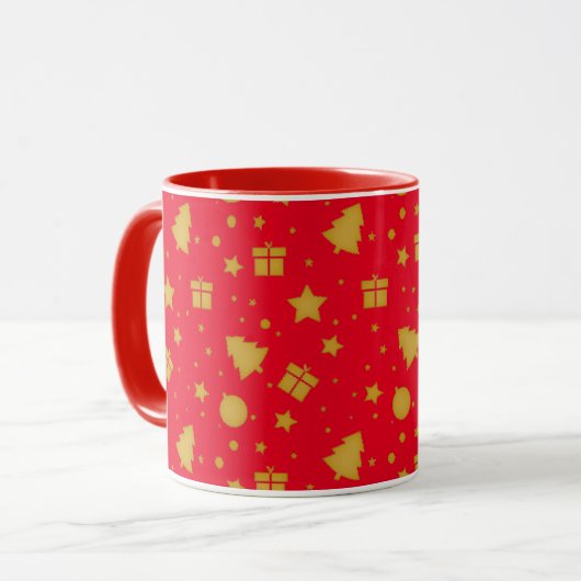 Kerst in goud en rood mok (Voorkant links)