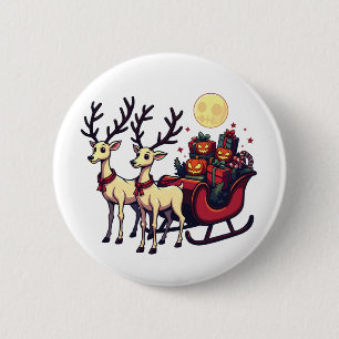 Kerst in Halloween rendier pompoen Cadeaus Ronde Button 5,7 Cm