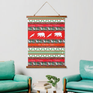 Kerst in het bos gepersonaliseerd hangend wandkleed