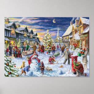 kerst in het dorp poster