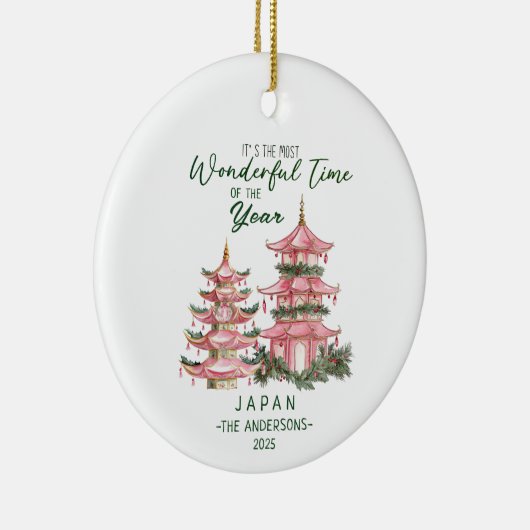 Kerst in Japan Custom Travel Keramisch Ornament (Rechts)