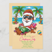 Kerst in juli Brown Santa Party Uitnodiging (Voorkant / Achterkant)