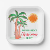 Kerst in juli feest gepersonaliseerd papieren bordje (Voorkant)