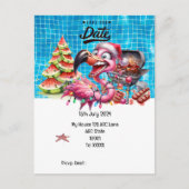 Kerst in juli Flamingo Save the Date Party Briefkaart (Voorkant)