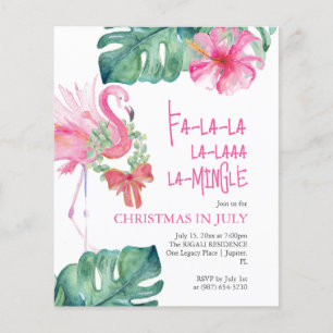Kerst in juli Flyer Waterverf Flamingo