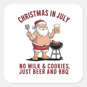 Kerst in juli: geen melk, geen koekjes, alleen bie vierkante sticker
