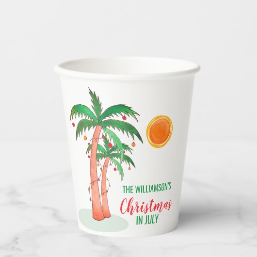 Kerst in juli gepersonaliseerd papieren bekers (Voorkant)