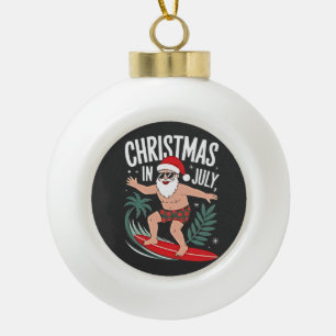 Kerst in juli Grappig Kerstfeest Santa Beach Keramische Bal Ornament