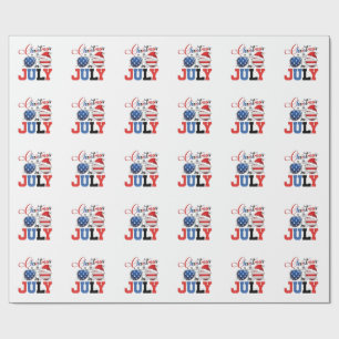 Kerst in juli Grappige Kerstman 4u van juli Cadeaupapier