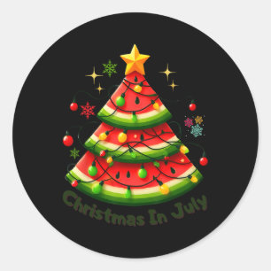 Kerst in juli Grappige Watermeloen Kerstzomer Ronde Sticker