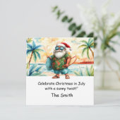 Kerst in juli met Santa at Beach Holiday Kaart (Staand voorkant)