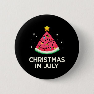 Kerst in juli met watermeloen boom voor de zomer ronde button 5,7 cm
