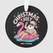 Kerst in juli Santa Flamingo Funny Summer Kerstmis Ornament (voorkant)