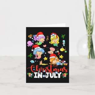 Kerst in juli Santa Mermaid Lover Summer Beach Kaart