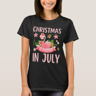 Kerst in juli-shirts voor vrouwen Roze flamingo T-shirt
