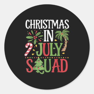 Kerst in juli Squad Familie T-shirt Beach Vakantie Ronde Sticker