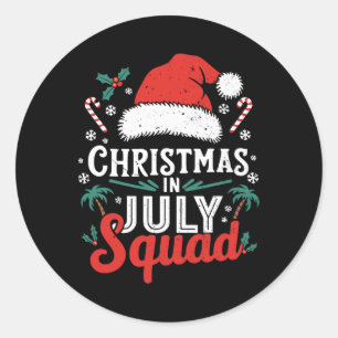 Kerst in juli Squad Shirt Familie Vakantie Summ Ronde Sticker